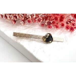 Faux Amber Textured Gold Toned Vintage Men's Tie Bar | Tie Clip